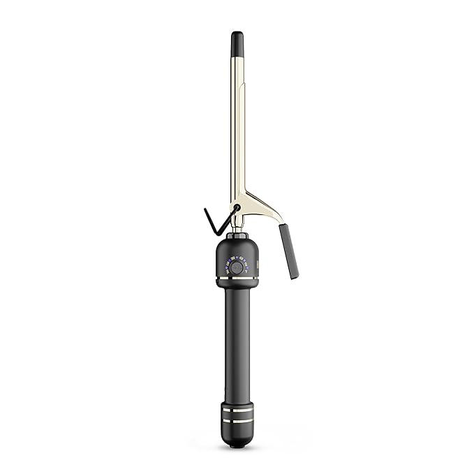 HOT Tools 24K Gold Professional 1/2 Extended Barrel Curling Iron with Clamp for Super Tight Curls - 24K Gold Technology for Long-Lasting Results &amp Longer Barrel for Easy Styling