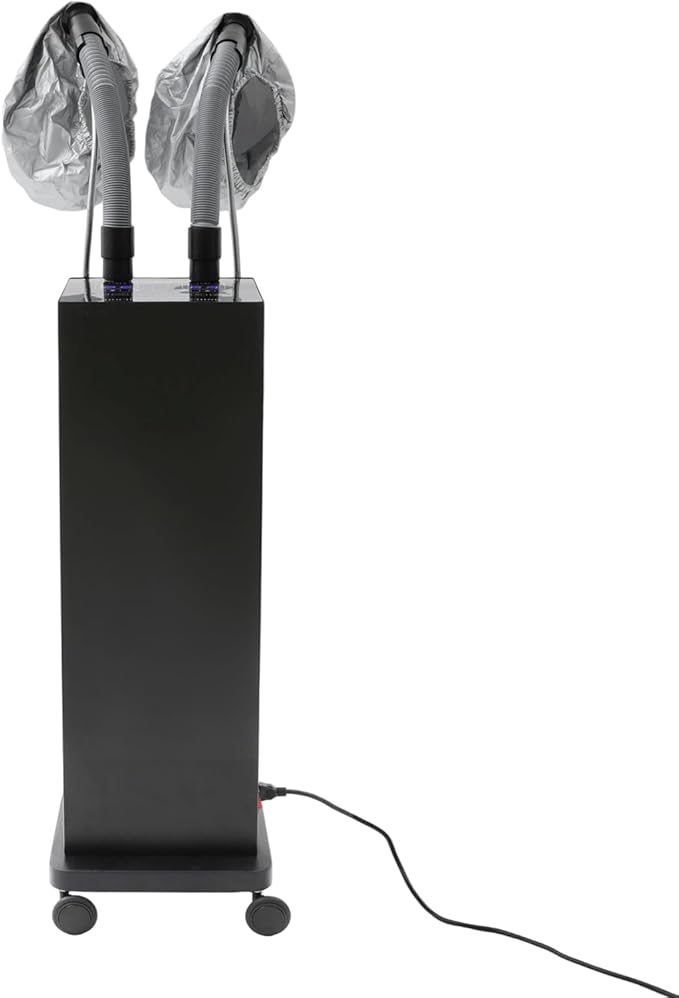 Hair Steamer Nano Hair Steamer Dual Tube - Professional Hooded Hair Dryer for Salon &amp Home Use Hair Care Steam Conditioning Suitable for All Hair Types (Black)