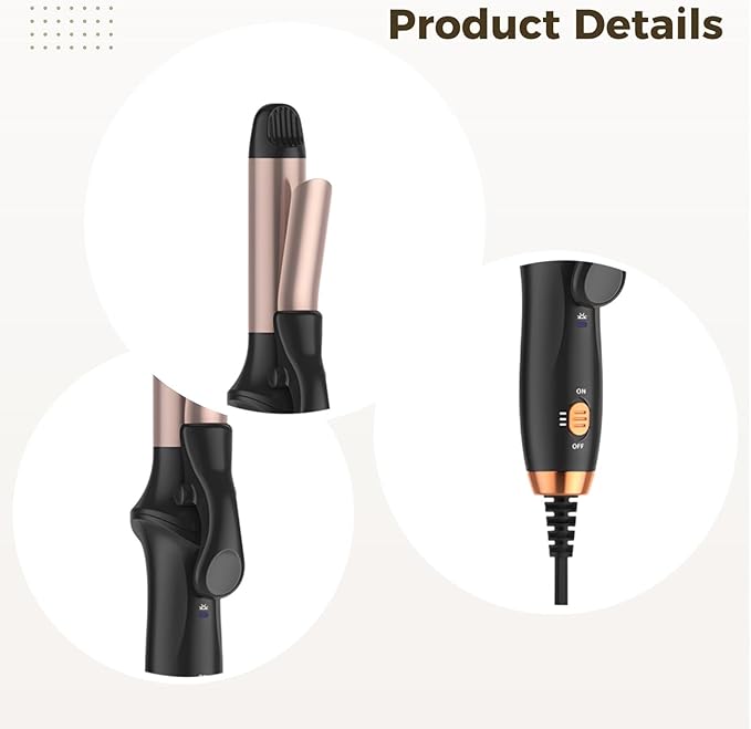 Mini Curling Iron Wand Travel Size Ceramic Hair Curler and Straightener 320°F to 356°F Heating