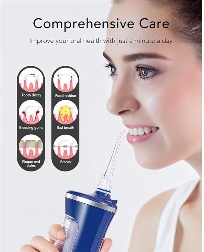 Water Flosser Portable Dental Oral Irrigator with 4 Modes Rechargeable Waterproof Teeth Cleaner for Home and Travel -220ml Detachable Reservoir
