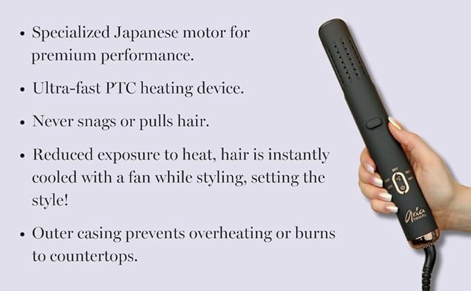 Aria Beauty Insta Styler Ceramic Hair Curler - Dual Voltage Curling Wand - Curling Iron for Effortless Curls - Perfect for Travel - Black - 1 pc