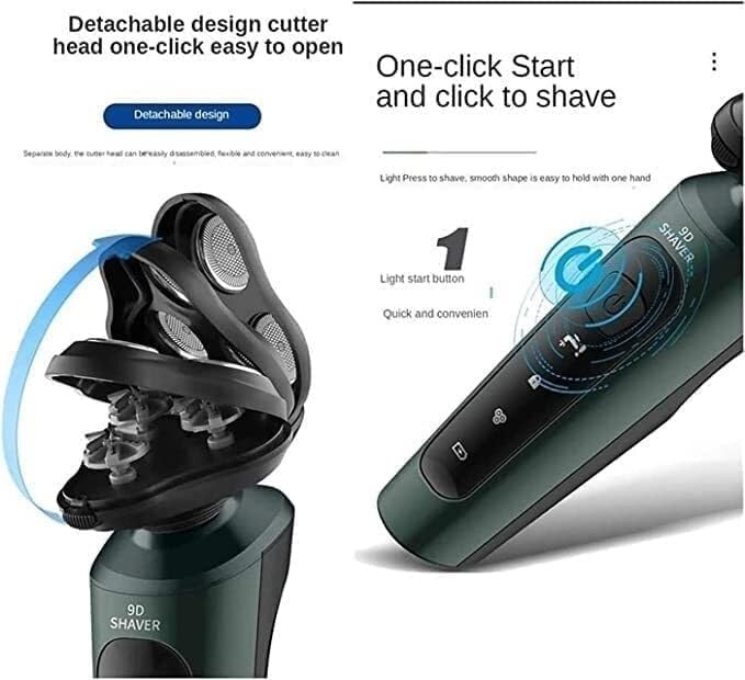 Mens Electric Shaver Razor Beard Trimmer Rotary Shaver Cordless Sideburn Trimmer Nose Trimmer Wet Dry Shaver Waterproof USB Rechargeable 3 in 1