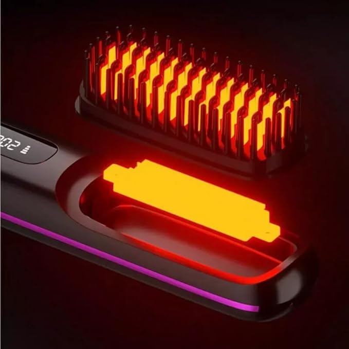 Go Brush Pro Portable Straightener Brush GoBrush Pro Rechargeable &amp Cordless Mini Hair Comb (Pink)