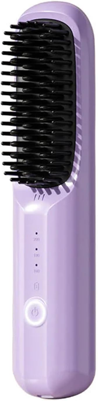 Cordless Hair Straightener BrushPortable Dormitory Home Wireless Hair Straightening Comb Negative Ion Does Not Damage Hair Straight Hair Soft Hair Straightening Comb. (Purple)