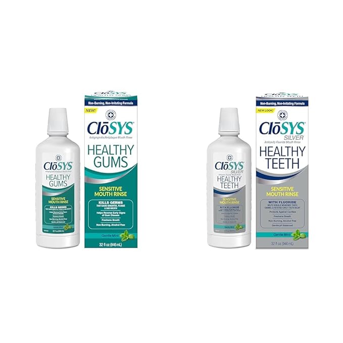 CloSYS Healthy Gums Oral Rinse Mouthwash - 32 Fl Oz &amp Healthy Teeth Oral Rinse Mouthwash - 32 Fl Oz