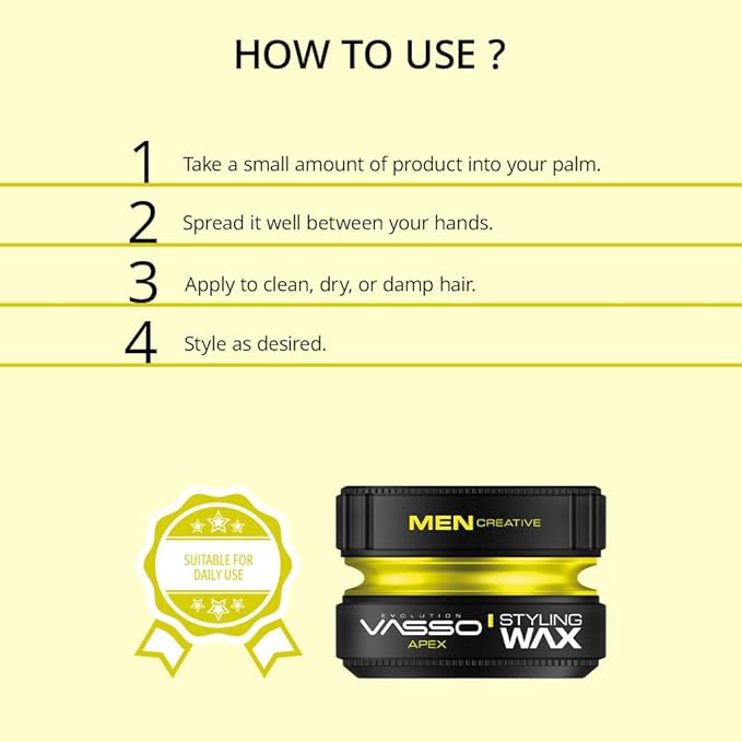 Vasso Hair Styling Matte Wax | All Hair Types | Natural Hold and Matte Look | MATTE PASTE Apex 150 ml