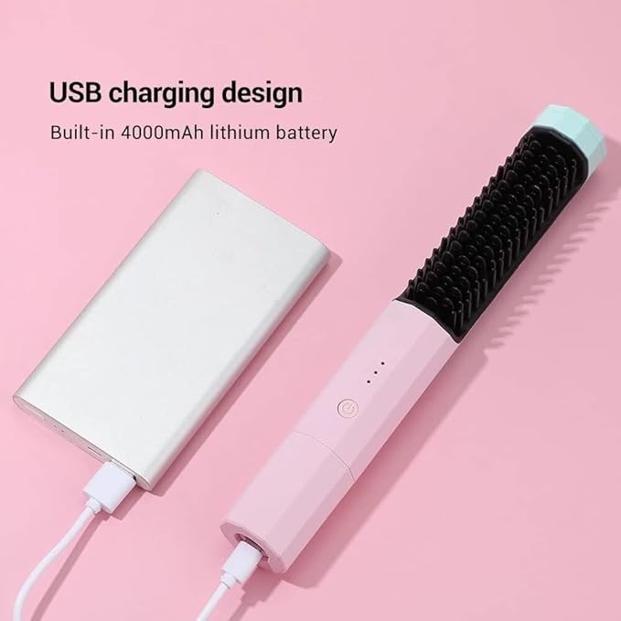WJREGG 2 in 1 Hair Straightener Brush Professional Hot Comb Straightener for Wigs Hair Curler Straightener Comb Styling Tools
