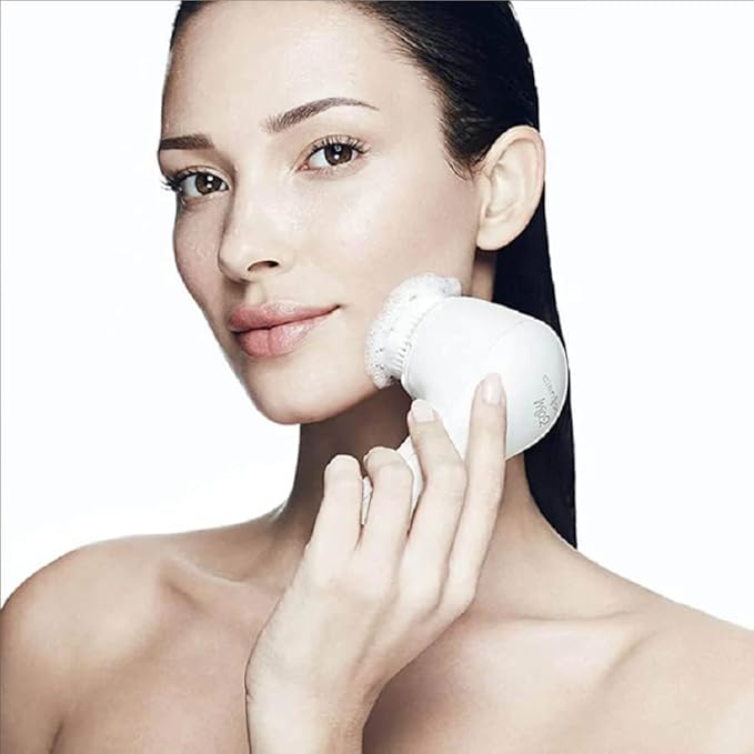Microtree Electric Facial Cleansing Brush and Brush Head Replacement Sonic Vibrating Rechargeable Face Scrubber Exfoliator 2 Speeds for Gentle Clean