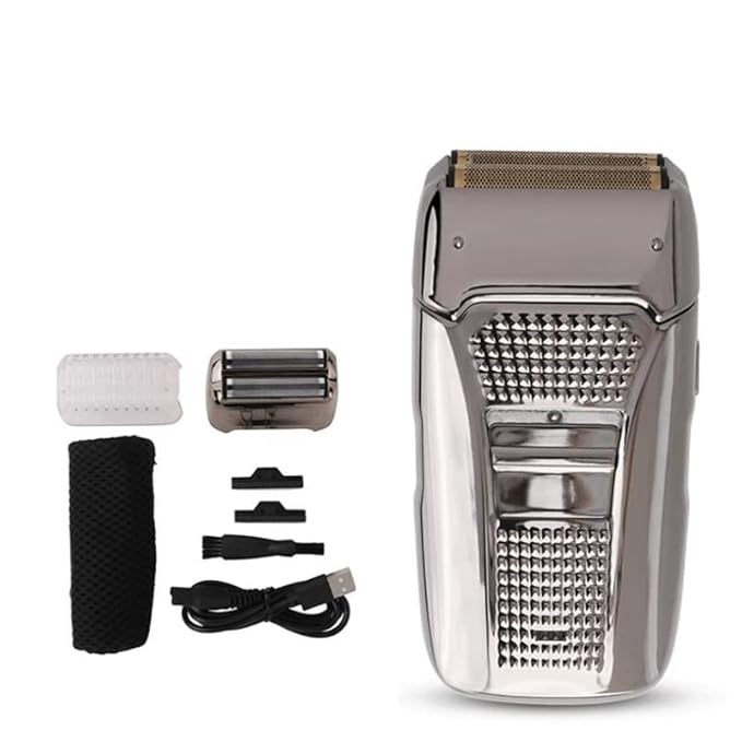Men's Shaver Electric Shaver Hair Cleaning Razor Beard Foil Shaving Machine Finishing Tool For Men (Color : Silver)