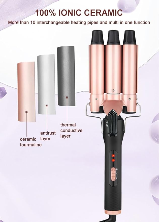 Curling Iron Wand Multiple Combination SetsFast Heating Hair Wand Curler in All Hair Type ((Set 5) 3 in 1)