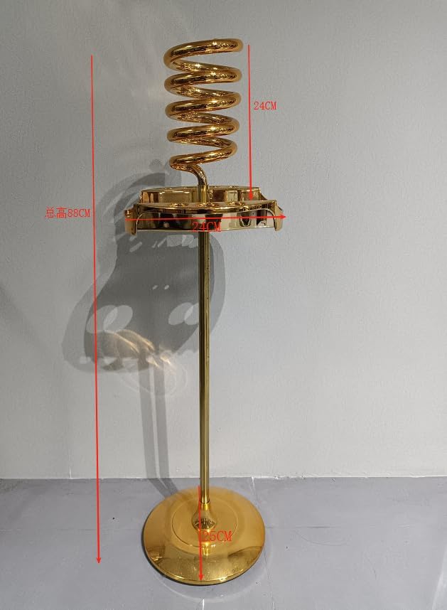 Hair Dryer StandTwisty Style Acrylic Top HolderHair Styling Appliances with Tray Two Spiral Holders and Heavy Base for Hair DryerFlat IronCurling StickHair StraightenerBrush (Golden)