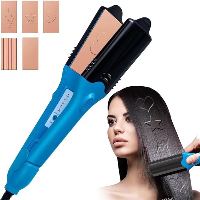 Hair Straightener and 3D Picture Printable Iron - Comes with 5 Different Plates in 3 Fun Shapes. A Perfect perm Tool for Artistic Hairstyles or Festive Fun Hairstyles That add Volume. (Purple)