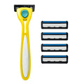 Preserve Shave 5 Five Blade Refillable Razor Made from Recycled Materials Sunshine Yellow and Preserve Five Blade Replacement Cartridges Wave Edition (4 Count) Bundle