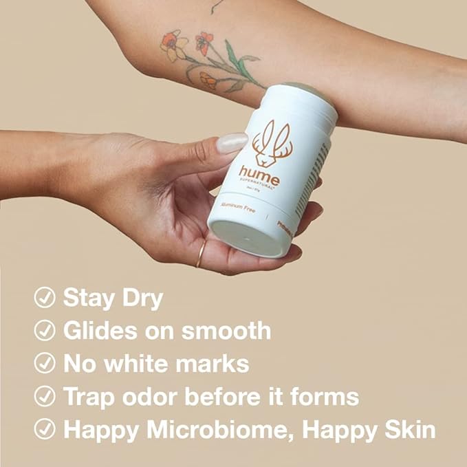 Hume Supernatural Aluminum Free Deodorant for Women &amp Men - Probiotic and Plant-Based Long-Lasting Moisture Absorbing - Clean and Effective (Out West - 3 pack)