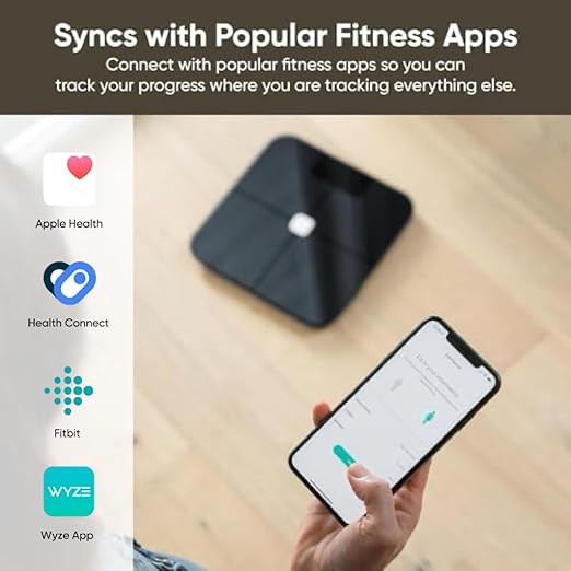 Wyze Smart Scale Scale for Body Weight Digital Bathroom Scale for Body Fat BMI and Heart Rate Body Composition Analyzer with App Batteries Included Bluetooth 400 lb Black