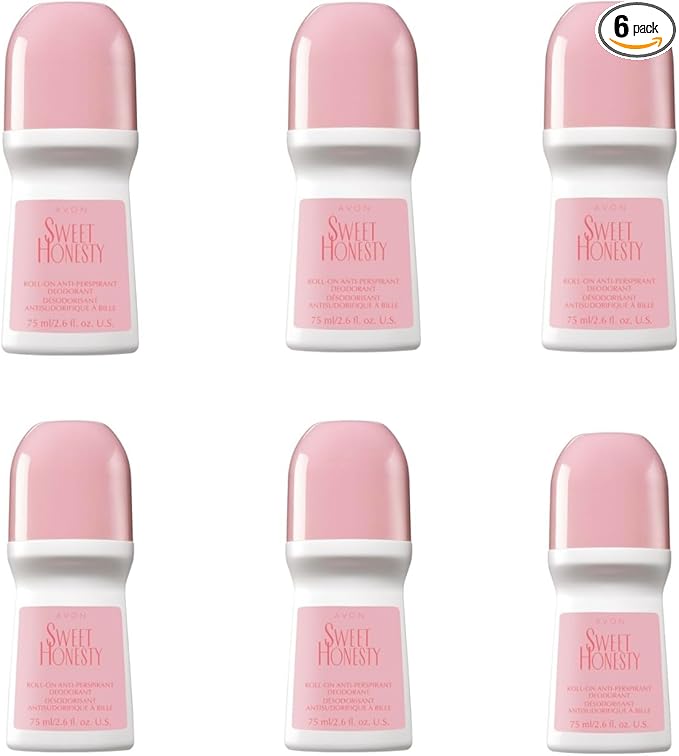Avon Sweet Honesty Roll On Deodorant Quick Drying Odor Protection Soft Floral Scent Roll On Deodorant for Women 6 Pack