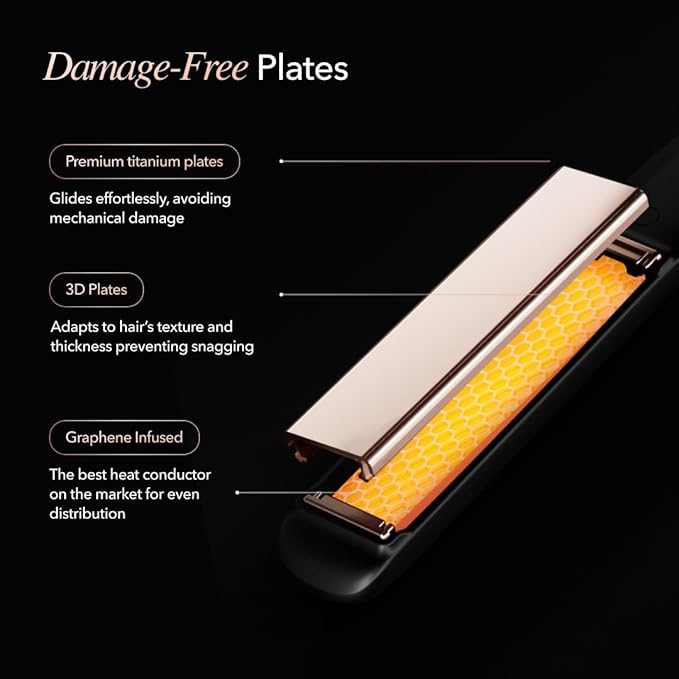 SRILabs StyleQ Flat Iron Hair Straightener Styler - GraphFlow Techonology Negative Ions Infrared Light Therapy 12 Heat Settings for Straight Smooth Waves and Curls: All Hair Types