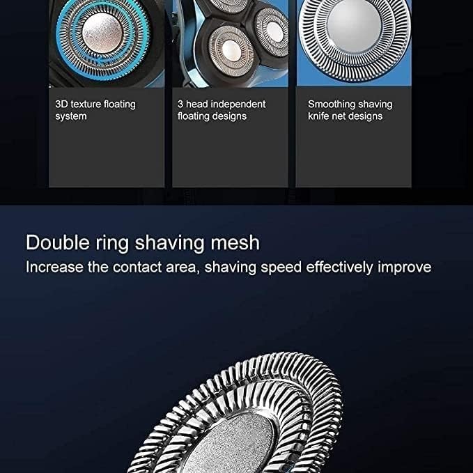 Heads Floating Shaving Hair Razor USB Rechargeable Electric Shaver &amp Grooming Kit Dry Wet Waterproof Cordless Rotary Shavers with Charging Indicator for Bathroom Travel