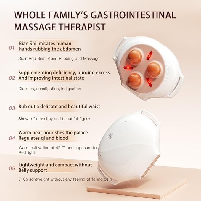 Gifts Portable Electric Abdominal Cellulite Massager Abdominal Stomach Massager 3 Massage and Red Light Hot Compress Adjustable Forward and Reverse Kneading for Indigestion Gas Constipation