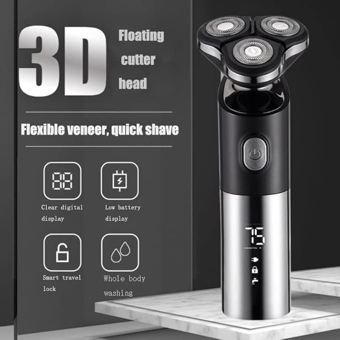 Electric Razor for Men's 3 Head Electric Shaver for Men 3D Electric Razor Waterproof Beard Trimmer Cutter for Men Shaving Machine Recharge LED Display