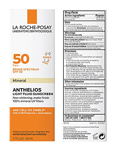La Roche-Posay Anthelios Sunscreen SPF 40 Ultra-Light Fluid Broad Spectrum SPF 40 Face Sunscreen with Titanium Dioxide Mineral Lightweight &amp Fast-Absorbing Oil-Free Matte Finish