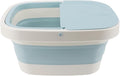Yunseity Foot Bucket Foot Bath Basin Large Capacity Massage Points Wheel Removable Lid Foldable with Handle for Pedicure (Blue)