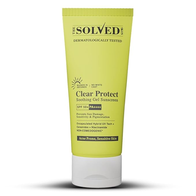 Gel-based daily sunscreenClear Protect Soothing Gel Sunscreen SPF 50+ PA++++ Acne Prone &amp Sensitive Skin Non-Comedogenic Dermatologically Tested