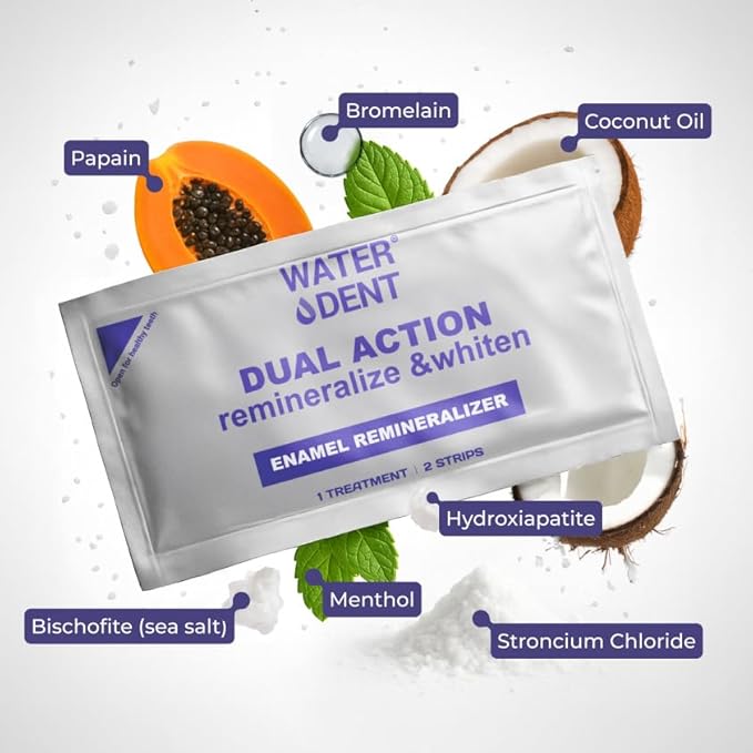 Whitening &amp Remineralization Teeth Strips and Concentrated Water flosser Rinse &amp Mouthwash Peroxide Free. Made in USA