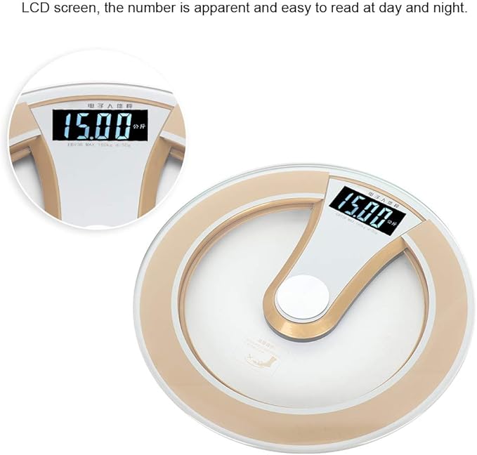 Sonew Digital Weight Scal Round Intelligent Electric Digital Weight Body LCD Display Scale High Scale(Gold)