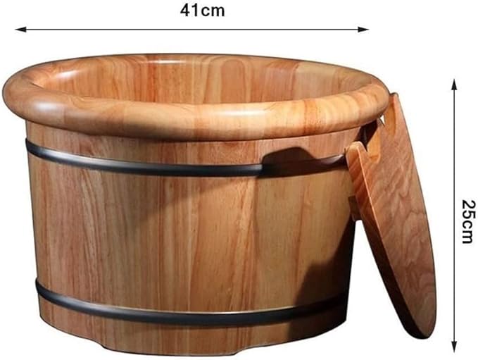 Foot Tub Wooden Foot Basin Foot Tub Solid Wood Thickening Foot Treatment Tub Family Foot Care Barrel Massage Foot Bath Wooden Bucket Foot Spa Household Wash Ba (Color : Wood Color)