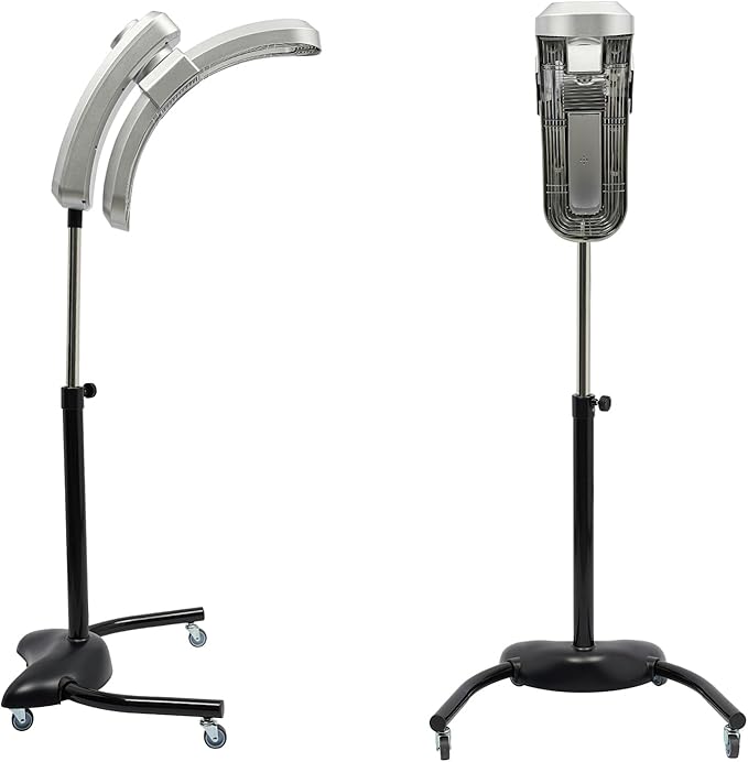 Standing Hair Dryer Adjustable Vertical Hairdressing Heater Professional Salon Equipment With Rolling Wheels | 360° Rotating Head | Intelligent Temperature &amp Time Control | Adjustable Angle | Si