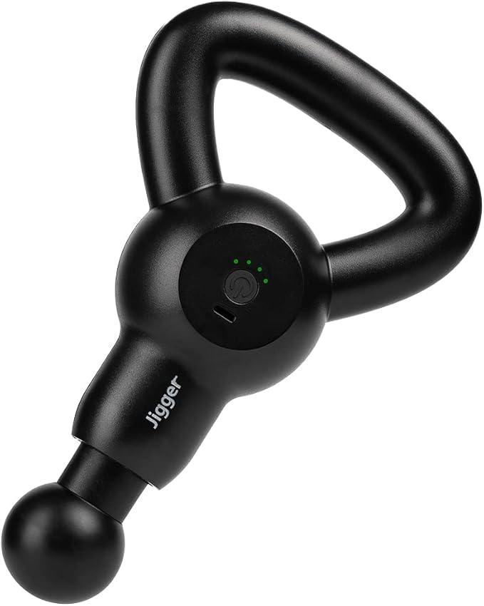 Jigger Percussion Massage Gun - Ultra-Quiet Lightweight and Powerful Deep Tissue Massager with 4-Speed Settings Handheld Massage Gun with 4 Attachments
