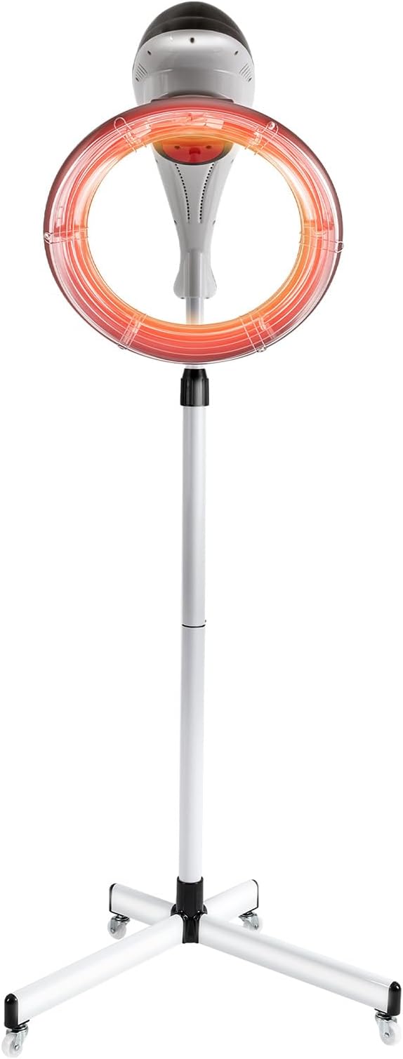 Salon 950W Standing Rotating Dryer with Swivel Caster Rolling Base - Orbiting Hair Dryer for Spa Home Hair Care