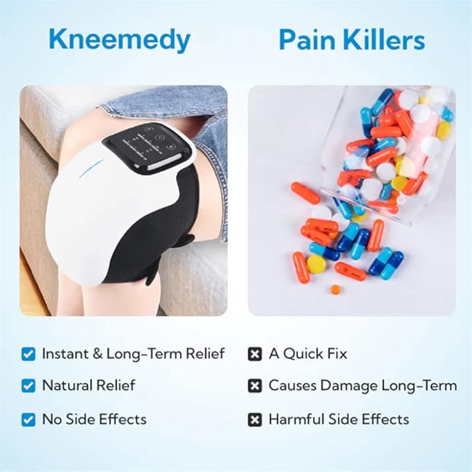 Kneemedy – Natural Knee Pain Relief Device Cordless Knee Bliss Red Light Massager with Infrared Heat Vibration Massage Compression Led Screen (1Set)