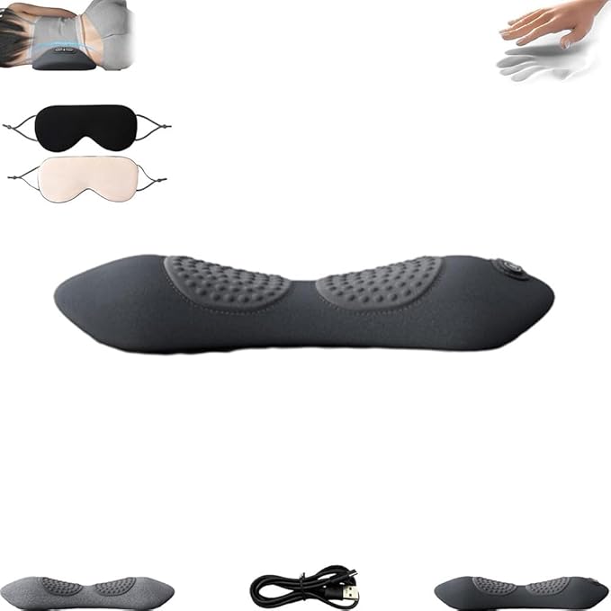 3-in-1 Back Massager Electric Lumbar Support Pillow with Heat &amp Vibration Waist Wedge Bolster for Bed or Office Chair Lower Back Pain Relief (Black1pcs)