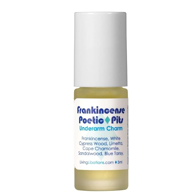 Living Libations - Organic Poetic Pits Roll-On Deodorant | Natural Wildcrafted Vegan Clean Beauty (Frankincense .17 fl oz | 5 ml)