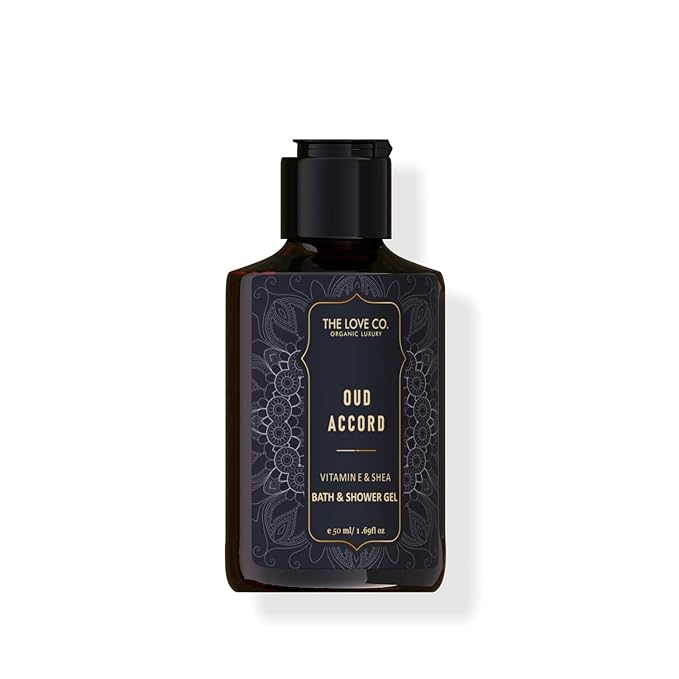 The love co Oud Accord Body Wash | Organic and Vegan Long-Lasting Scent | Nourishing Shea Butter Vitamin E and Niacinamide | Cruelty-Free and Paraben-Free | 50ml.