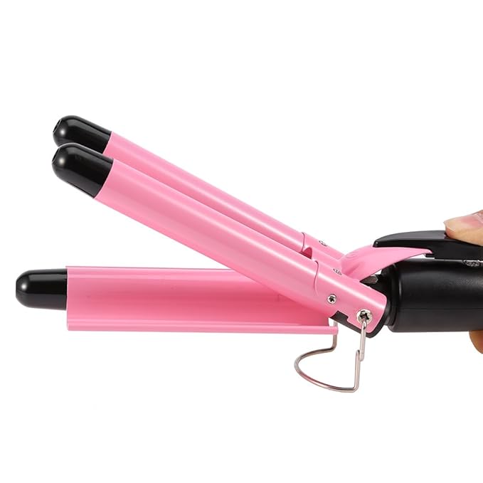 Hair Curling Iron Portable Temperature Adjustable 3 Barrels Ceramic Iron Wand Curler DIY Curly Hair Styling Tools (25mm)