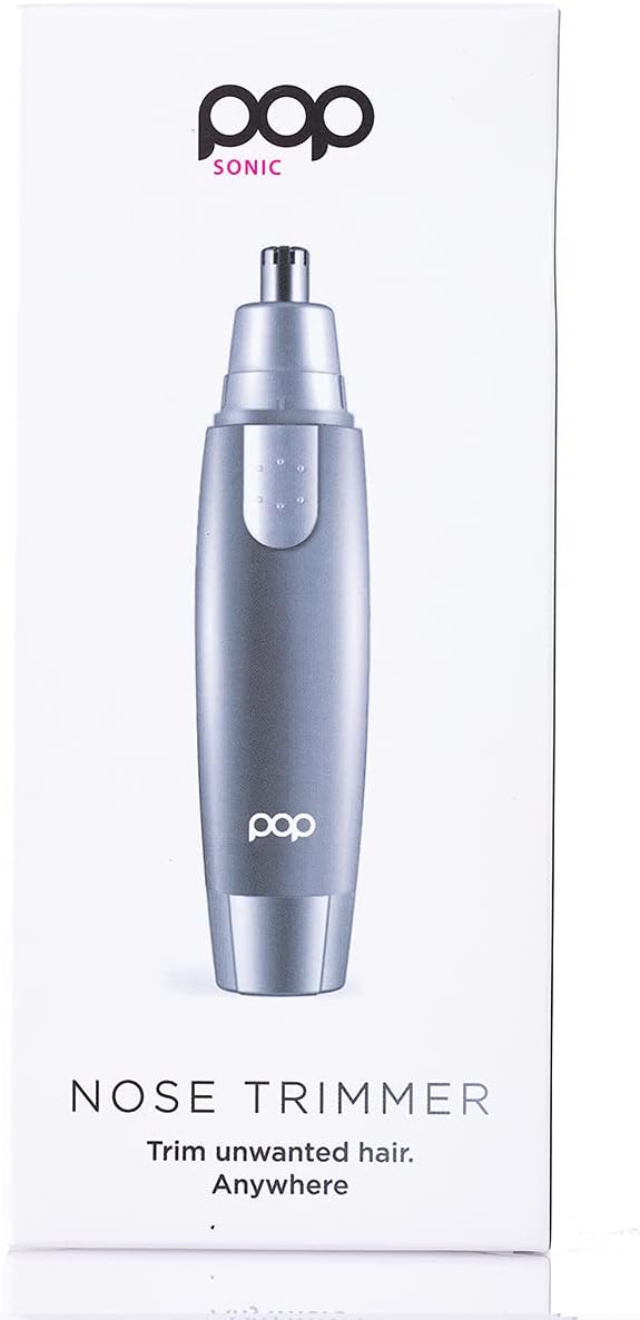 Ear and Nose Hair Trimmer for Men &amp Women (Silver) – Battery Operated Precision Trimmer for Unwanted Hair – Washable Detailer Trimmer w/ Detachable Blade &amp Flat Base – Portable Grooming Tools