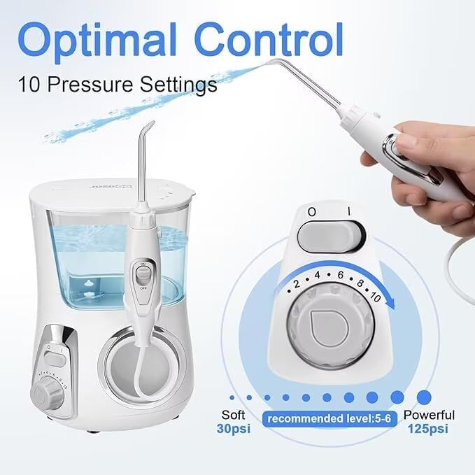 Water Flosser for Teeth and Braces 800ML Dental Oral Irrigator with 10 Pressure Levels 7 Jet Tips Toothbrush &amp Nozzle Cleaning Case Family Oral Care