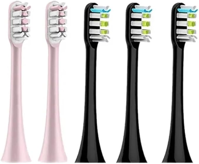 ForCompatible for Xiaomi SOOCAS X3 X5 X3U X1 V1 V2 Clean Brush Heads Replacement Head Bristle Sonic Electric Nozzles with Anti-dust Cap(2 Pink 3 Black)