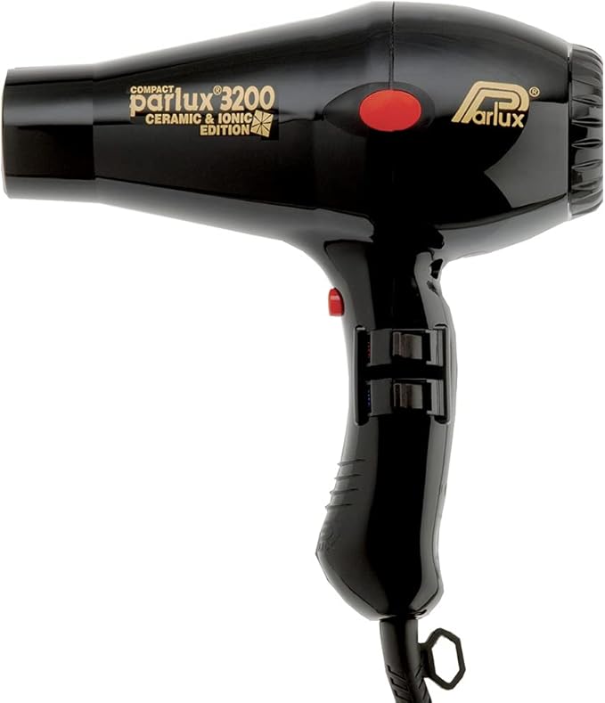 Parlux 3200 Compact Ceramic &amp Ionic Black Hair Dryer + M Hair Designs Mesh Diffuser (Bundle) – Fast-Drying Frizz-Control Professional Blow Dryer for Smooth Styling