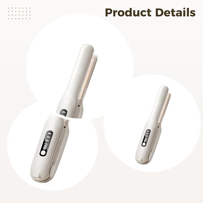 Hair Straightener Cordless 2 In 1 Mini Travel Flat Iron Tool Styling Hair White Ionic Ceramic Coating