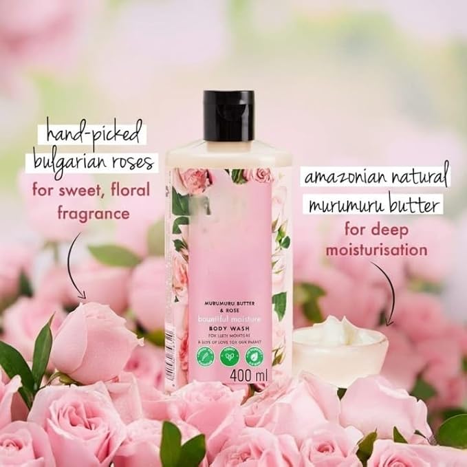Murumuru Butter &amp Rose Moisturising Body Wash I Liquid Shower Gel I Sulfate Free Paraben Free 200 ml