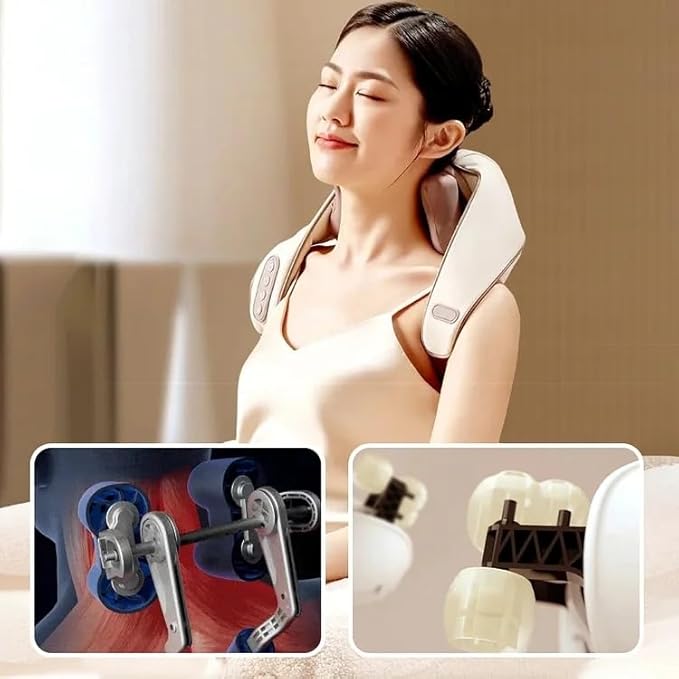 Massagers for Neck and Shoulder with Heat Shoulder Back Neck Massager for Pain Relief Deep Tissue Simulate Human Hand Grasping and Kneading (2Pcs)