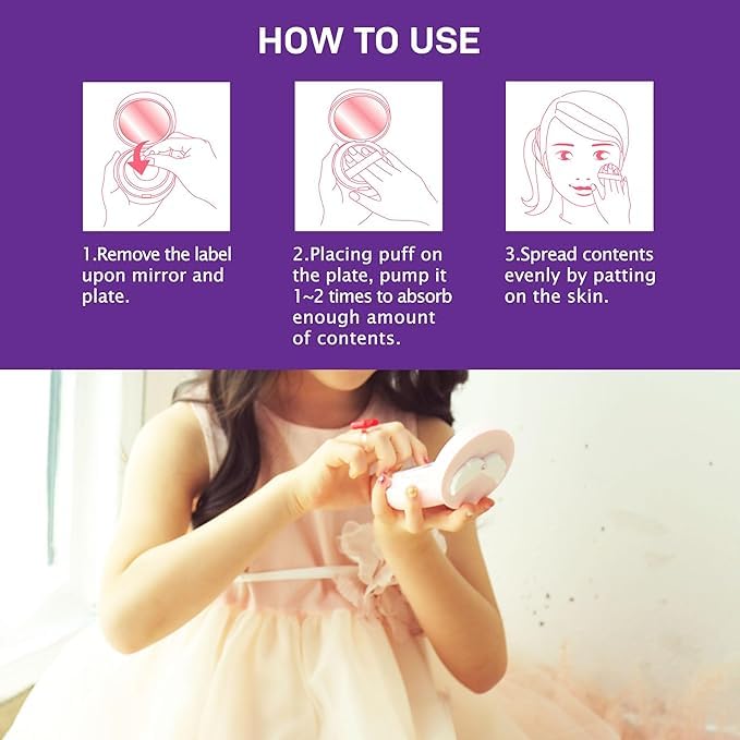 Peachand Baby Kids Mineral Sun Cushion SPF50+ PA++++ Korean Skin Care Pink ribbon – Set with 1 Cushion and 1 Refill