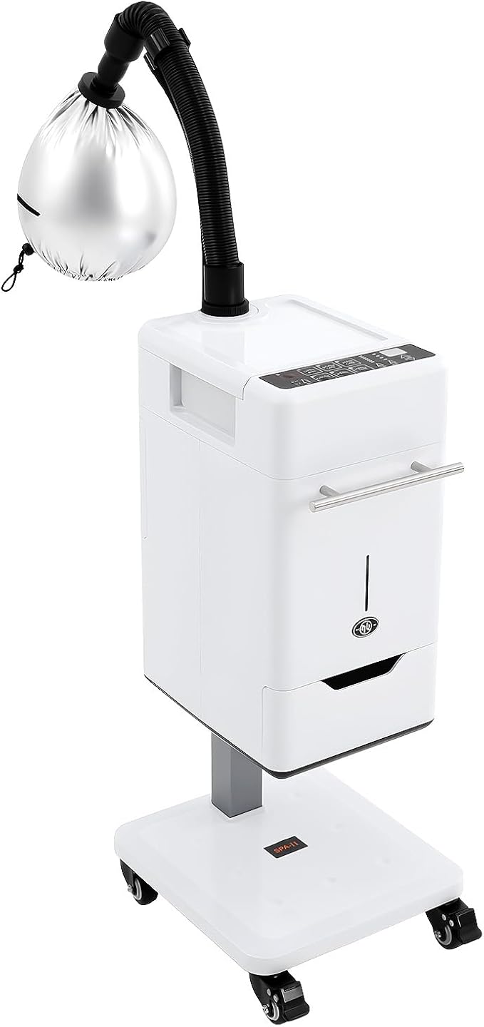 110V 500W Nano Hair Steamer Machine Vertical Multifunctional Hair Dyeing Machine 6 Modes Professional Micro Mist Salon Hair Processor with Wheels &amp Drawer for Hair Care