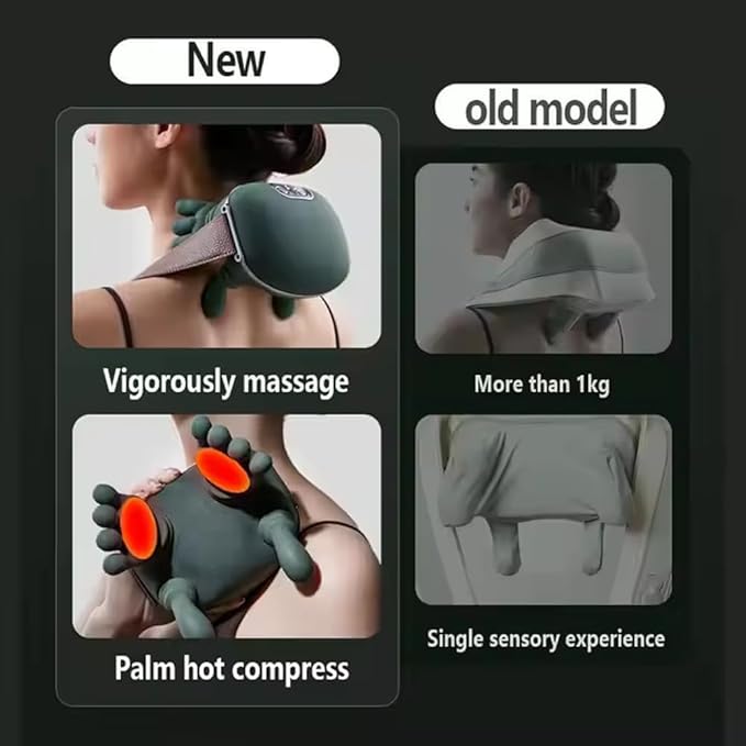 Shiatsu Neck and Back Massager with Heat 4D Deep Tissue Kneading Wireless Massager Portable Rechargeable Cervical Shoulder Pain Relief Massager for Home Office Travel (Green)