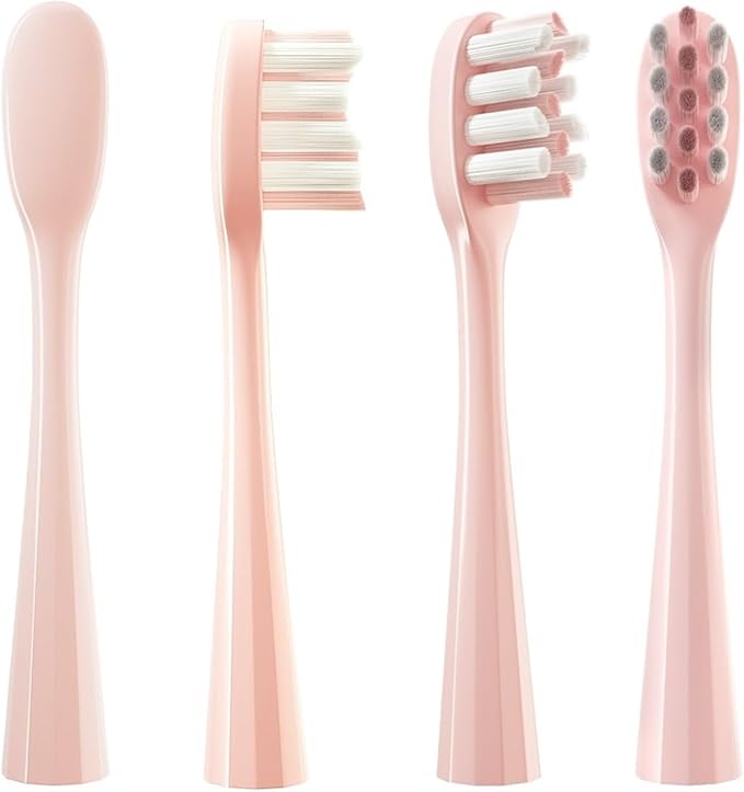 4 Pcs/Pack Replacement Brush Heads Compatible for usmile Toothbrush Head Deep Clean Type/Soft Bristle(Deep Clean Pink)