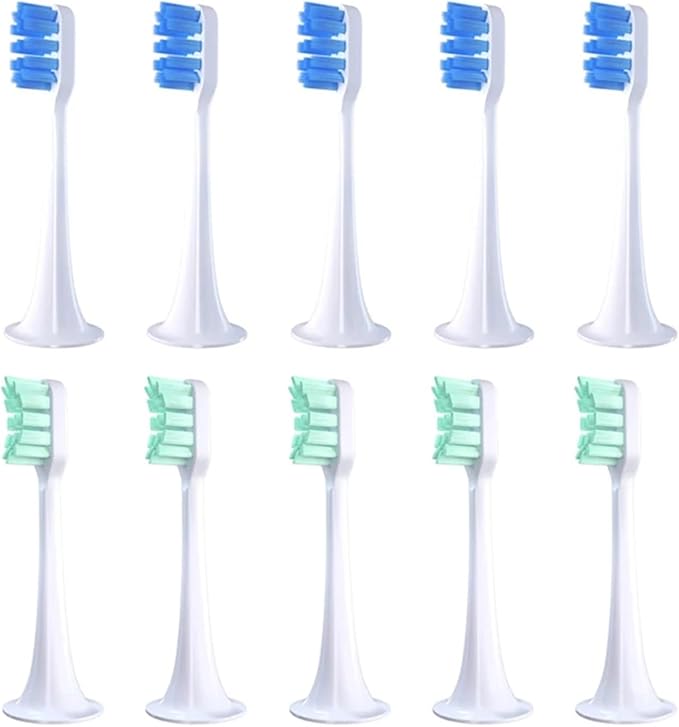 Compatible for 10pcs T300/500 Replacement Brush Heads Toothbrush VacuumBristle Suitable Nozzles(10pcs Green)